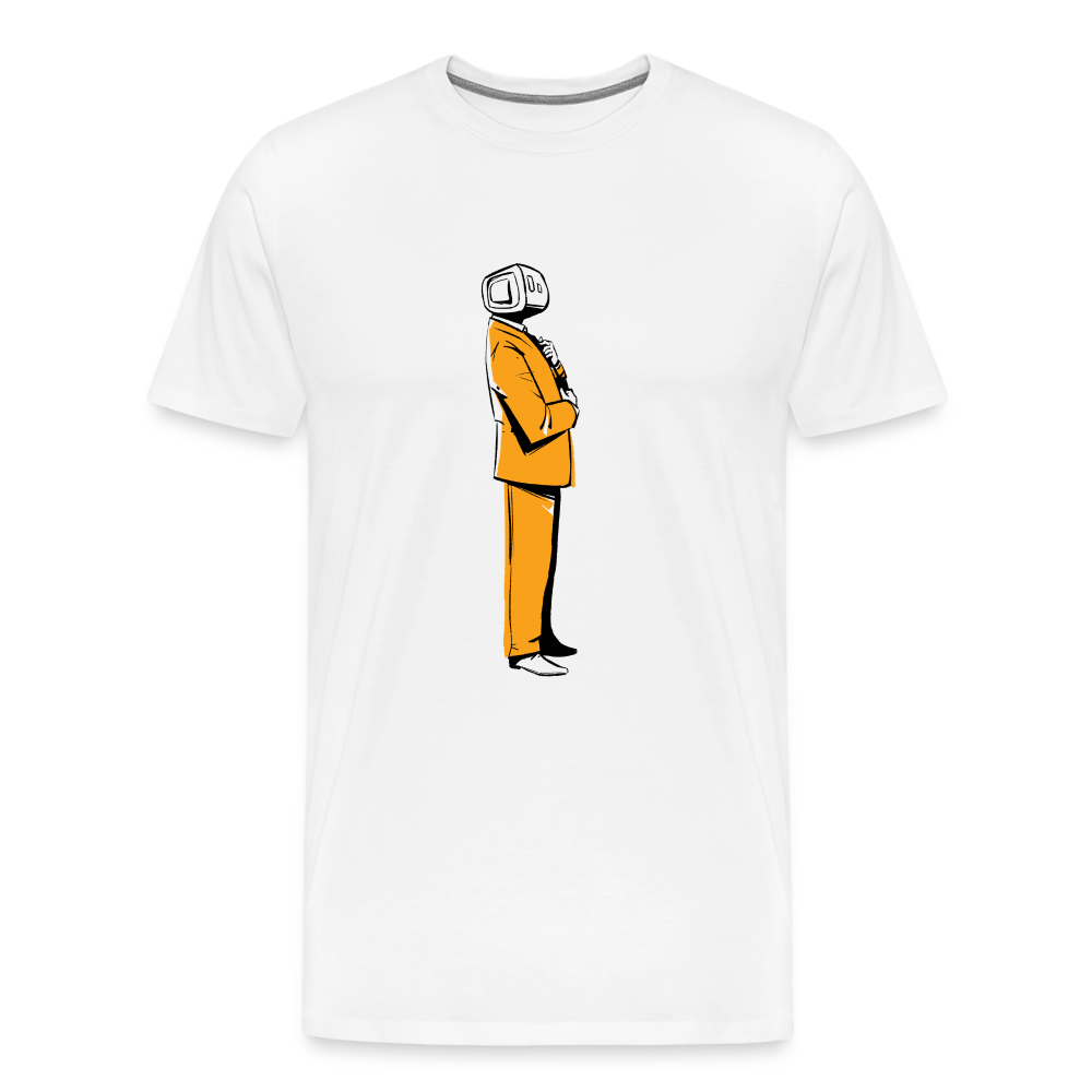 Men's Robot Business T-Shirt (Orange) - white