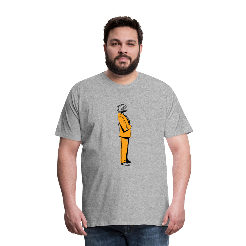 Men's Robot Business T-Shirt (Orange) - heather gray