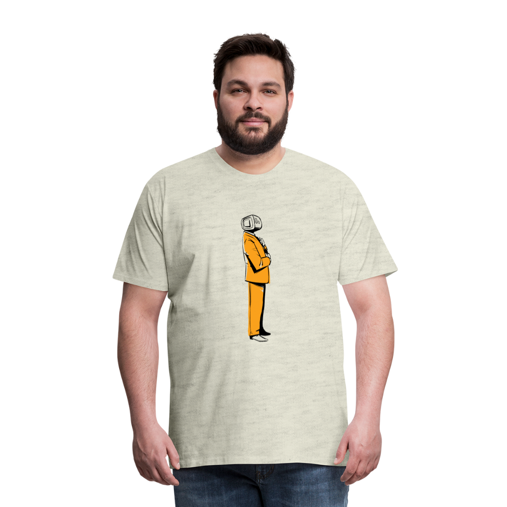 Men's Robot Business T-Shirt (Orange) - heather oatmeal